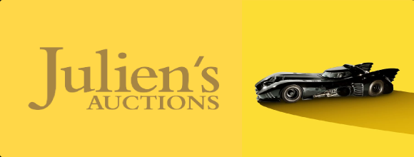 Logo of Julien's Auctions featuring a vintage black car on a yellow background.