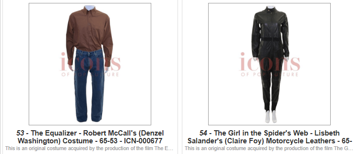 Costume worn by Robert McCall, played by Denzel Washington, from the film The Equalizer. Features a brown shirt and blue jeans.