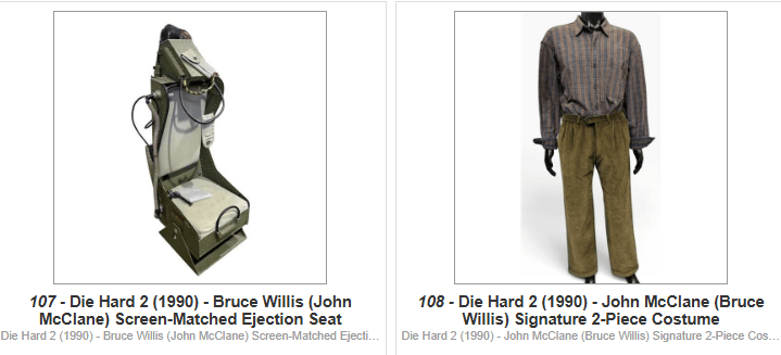 Ejection seat used by Bruce Willis as John McClane in Die Hard 2 (1990), displayed in a vertical position.