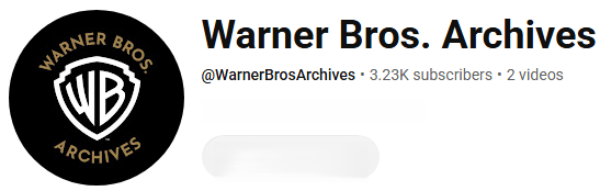 Logo of Warner Bros. Archives featuring the company name and emblem, with subscriber count and video information.